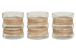 Orsina Set Of 3 Natural Glass Tealight Holders, Decorative Tea Light Holders, Identical Tea Light Candle Holders - thumbnail 6