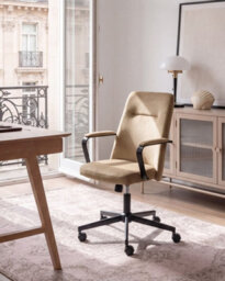 Beliani Office Chair Caroga Velvet Beige - thumbnail 2