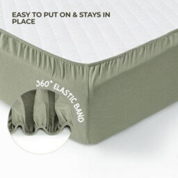 MHG Living 100% Cotton Jersey Fitted Cot Sheet - Soft And Breathable Baby Bedding - Green & Mustard - Fits 140X70Cm - thumbnail 4