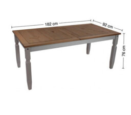 "Mercers Furniture Corona Grey Wax 6'0"" Dining Table Solid Wood Pine Wooden Large Long With Mexican Styling" - thumbnail 2