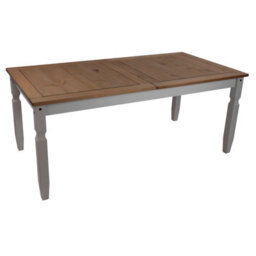 "Mercers Furniture Corona Grey Wax 6'0"" Dining Table Solid Wood Pine Wooden Large Long With Mexican Styling" - thumbnail 3