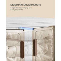 Plastic Storage Organiser With 4 Stackable Tiers, Lidded Cabinet On Wheels With Magnetic Door, White - thumbnail 5