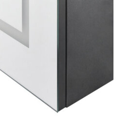 Beliani Bathroom Wall Mounted Mirror Cabinet Led Mazarredo 60 Cm 60 Cm Black - thumbnail 8