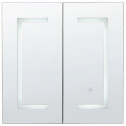 Beliani Bathroom Wall Mounted Mirror Cabinet Led Mazarredo 60 Cm 60 Cm Black - thumbnail 5
