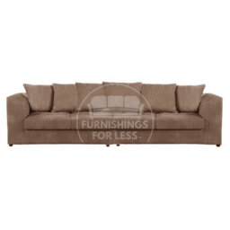 Furnishings For Less UK Luxor Long Fabric Jumbo Cord 4 Seater Sofa - Scatter Back Coffee - thumbnail 1