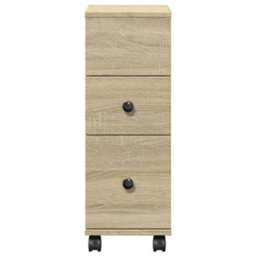 Berkfield Narrow Bathroom Cabinet With Wheels Sonoma Oak Engineered Wood - thumbnail 4