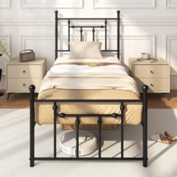 Single Size Metal Bed Frame Metal Slats Supported Platform Bed - thumbnail 6