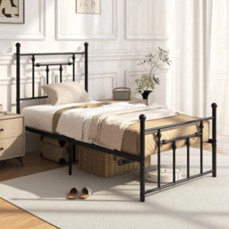 Single Size Metal Bed Frame Metal Slats Supported Platform Bed - thumbnail 5