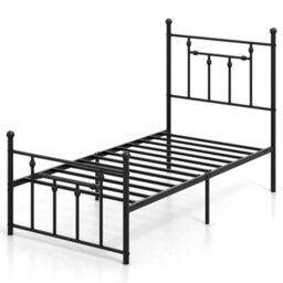 Single Size Metal Bed Frame Metal Slats Supported Platform Bed - thumbnail 1