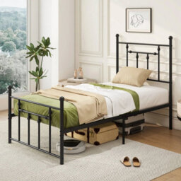 Single Size Metal Bed Frame Metal Slats Supported Platform Bed - thumbnail 4