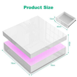 High Gloss Led Coffee Table With 2 Drawers Modern 2 Tier Square Centre Table - thumbnail 2