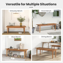 Costway Indoor Solid Wood Dining Bench Entryway Bench W/ Rubber Wood Legs - thumbnail 9