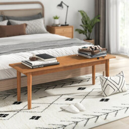 Costway Indoor Solid Wood Dining Bench Entryway Bench W/ Rubber Wood Legs - thumbnail 5