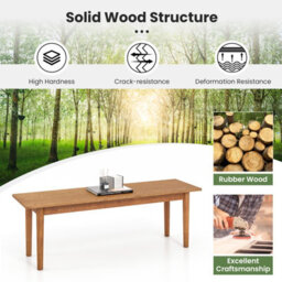 Costway Indoor Solid Wood Dining Bench Entryway Bench W/ Rubber Wood Legs - thumbnail 6