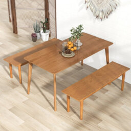 Costway Indoor Solid Wood Dining Bench Entryway Bench W/ Rubber Wood Legs - thumbnail 4
