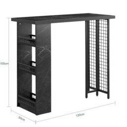 Sobuy Fwt100-Sch, Kitchen Breakfast Bar Table Dining Table Coffee Bar,black,w120Xd50Xh105 - thumbnail 3
