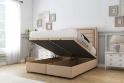 "Sloomy Ashford Pebble Plush Ottoman Bed Base With 26"" Strutted Headboard 5' King" - thumbnail 2