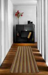 Brown Striped 8mm Thick Rectangle Mat For Bathroom, Kitchen, Easy To Clean Striped Mat - 67Cm X 100Cm - thumbnail 3