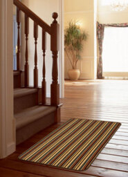 Brown Striped 8mm Thick Rectangle Mat For Bathroom, Kitchen, Easy To Clean Striped Mat - 67Cm X 100Cm