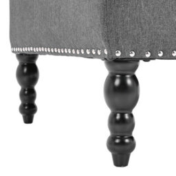 Living And Home Small Grey Linen Upholstered Storage Ottoman Bench Footstool With Wood Legs W 740 X D 740 X H 440 mm - thumbnail 5