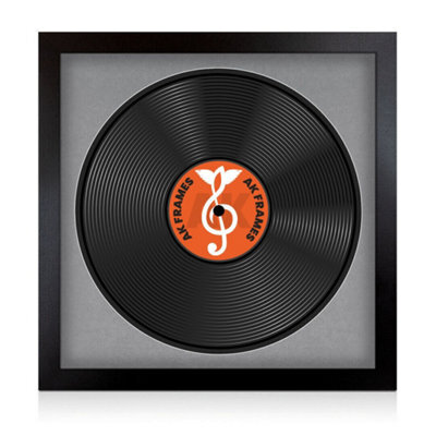 "16X16"" Matte Black Modern Vinyl Record Frame With Mid Grey Mount For 12 Inch Lp Disc - Ak Frames" - image 1