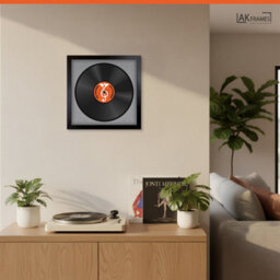 "16X16"" Matte Black Modern Vinyl Record Frame With Mid Grey Mount For 12 Inch Lp Disc - Ak Frames" - thumbnail 5