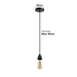 Ip65 Waterproof Vintage 2 Pack Black Pendant Lights Adjustable E27 Hanging Ceiling Lamps For Indoor & Outdoor Use - thumbnail 3
