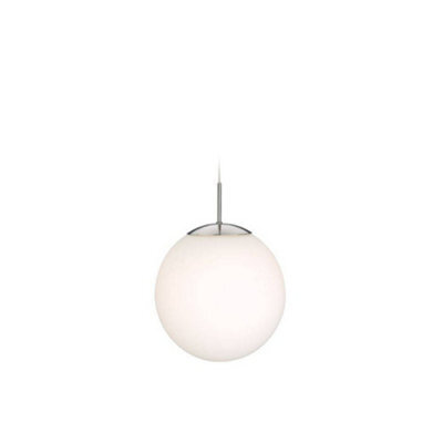 Luminosa Lighting Luminosa Globe 1 Light Ceiling Pendant Brushed Steel, Opal White Glass, E27 - image 1