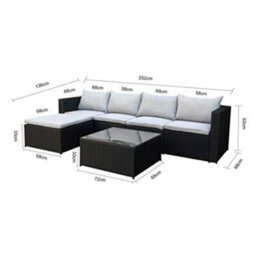 Evre Black Rattan Outdoor Garden Furniture Set Miami Sofa Coffee Table, Foot Stool Rattan - Inc Weekend Delivery - thumbnail 4