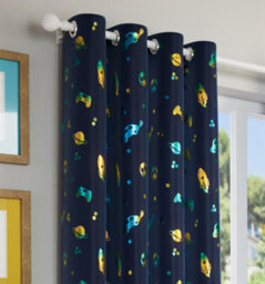 Enhanced Living Infinity Room Darkening Thermal Blue Metallic Print Kid's Eyelet Curtains (Pair) 66 X 54 Inch (168X137Cm) - thumbnail 3
