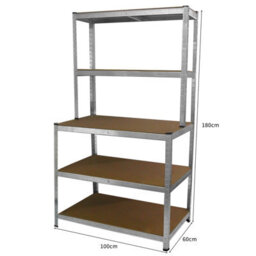 MonsterShop Galvanised Workbench Shelving Unit Rack Workshop Shed Heavy Duty Boltless Garage Galwix Steel Racking 900Kg - thumbnail 5