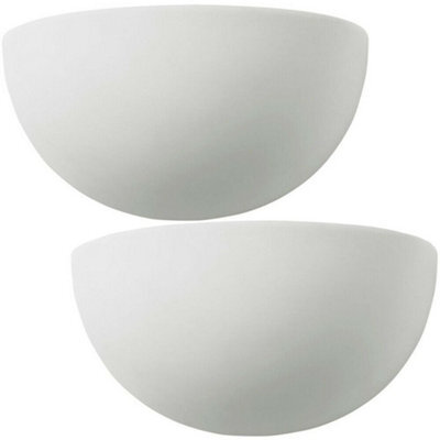 2 Pack Dimmable Led Wall Light Unglazed Ceramic Round Dome Fitting Lounge Lamp - image 1