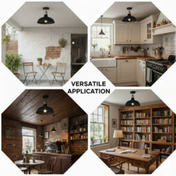 2 Pack Vintage Metal Ceiling Flush Light With E27 Lamp Holder Black Shade Metal Lighting Fixtures With Bulb - thumbnail 8