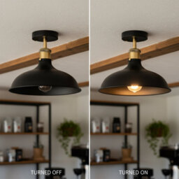 2 Pack Vintage Metal Ceiling Flush Light With E27 Lamp Holder Black Shade Metal Lighting Fixtures With Bulb - thumbnail 7