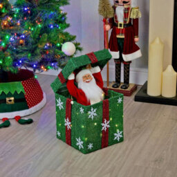 Urbn-Living Urbnliving 31Cm Height Christmas Santa Teddy Pop Up Musical Tunes Novelty Fun Toy Gift Decoration Green Box & Red Bow - Santa - thumbnail 1