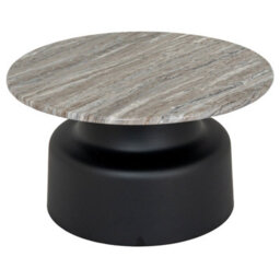 Wyld Haus Les Orangers Round Coffee Table, Marble Top With Matt Black Metal Base, 720mm - thumbnail 5