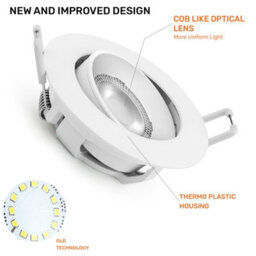 Paul Russells Led Downlight White Non-Dimmable Tilt Recessed Ceiling Spotlight 4.8W 400 Lumens Ip44 Warm White 3000K Pack Of 1 - thumbnail 5