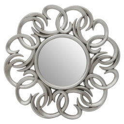 Orsina Entwined Silver Swirl Wall Mirror With Abstract Frame,statement Circular Mirror,aureole Decorative Mirror