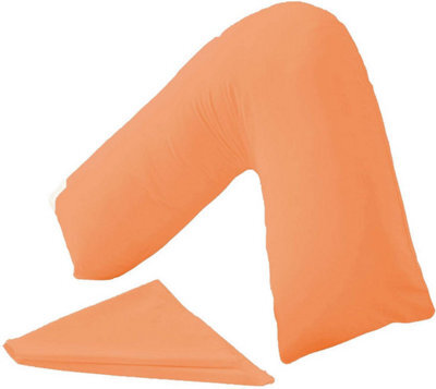Homes & Linen Orthopaedic V-Shaped Pillow Extra Cushioning Support For Head, Neck & Back (Peach, V-Pillow With Cover