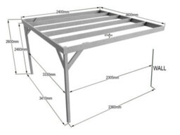 Arbor Garden Solutions Wall-Mounted Wooden Box Pergola, Complete Diy Kit, 2.4M X 3.6M (Natural Finish) - thumbnail 2