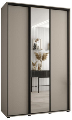 Arte Dakota Iii Sleek Cashmere Sliding Door Wardrobe 1600mm H2350mm D600mm - Three Doors, One Mirrored, Two Hanging Rails, Six Shelves - image 1