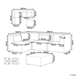 Beliani Modular Corner Sofa 4 Seater Lemvig Corduroy Sand Beige With Ottoman Right Hand - thumbnail 3
