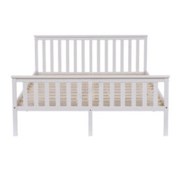 Westwood Double Bed Solid Pine Wood Frame With Footboard Wood Slat Support Bedroom White - thumbnail 9