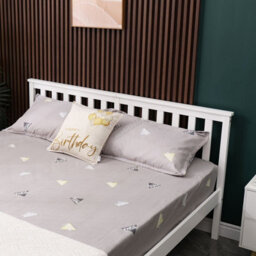 Westwood Double Bed Solid Pine Wood Frame With Footboard Wood Slat Support Bedroom White - thumbnail 8