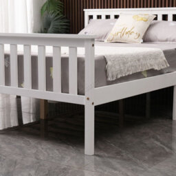 Westwood Double Bed Solid Pine Wood Frame With Footboard Wood Slat Support Bedroom White - thumbnail 5