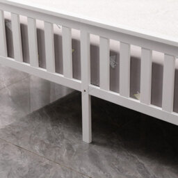 Westwood Double Bed Solid Pine Wood Frame With Footboard Wood Slat Support Bedroom White - thumbnail 6