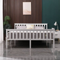 Westwood Double Bed Solid Pine Wood Frame With Footboard Wood Slat Support Bedroom White - thumbnail 4