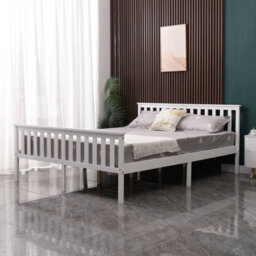 Westwood Double Bed Solid Pine Wood Frame With Footboard Wood Slat Support Bedroom White - thumbnail 2