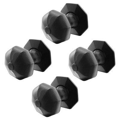 Afit Black Iron Door Knobs - 2 Pairs Of Cast Iron Antique Octagonal Mortice Knobs - image 1