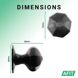 Afit Black Iron Door Knobs - 2 Pairs Of Cast Iron Antique Octagonal Mortice Knobs - thumbnail 3